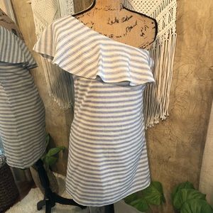 Aakaa off one shoulder linen dress